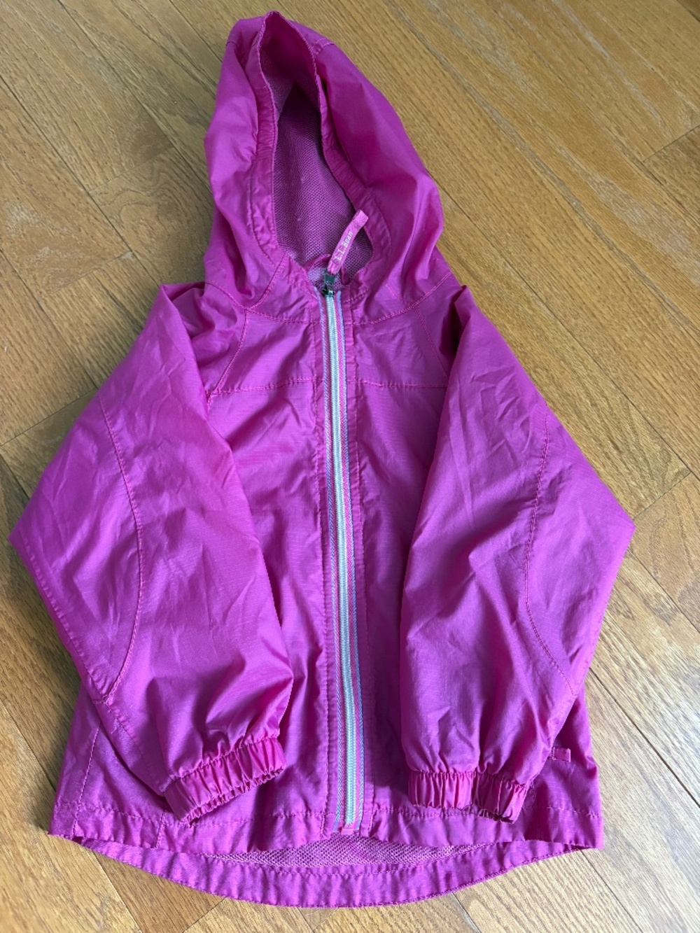 L.L.Bean Girls Windbreaker Rain Jacket Pink Hooded Full Zip Size 4T